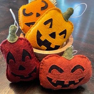 Felt Fall Foliage Halloween Jack O Lantern Pumpkin Bowl Filler, Tiered ...