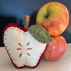 Faux Felt Sliced Apple Tierred Tray, Bowl Filler, Country Decor, Faux Fruit Apple Cupboard Tuck, Farmhouse Kitchen Teachers gift image 3