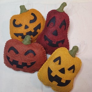 Felt Fall Foliage Halloween Jack O Lantern Pumpkin Bowl Filler, Tiered ...