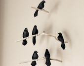 Black Bird Mobile - 6 Krähen auf 3 Tier Mobile - Halloween Dekor