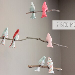 Custom Bird Mobile Choose your colors Baby Crib Mobile Bird Nursery Decor Birds on a Branch Mobile image 3