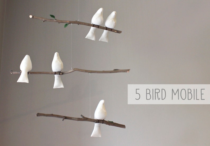 Custom Bird Mobile Choose your colors Baby Crib Mobile Bird Nursery Decor Birds on a Branch Mobile image 5