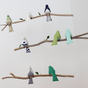 Custom Bird Mobile Choose your colors Baby Crib Mobile Bird Nursery Decor Birds on a Branch Mobile image 2