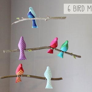 Custom Bird Mobile Choose your colors Baby Crib Mobile Bird Nursery Decor Birds on a Branch Mobile image 4