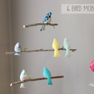 Custom Bird Mobile Choose your colors Baby Crib Mobile Bird Nursery Decor Birds on a Branch Mobile image 6