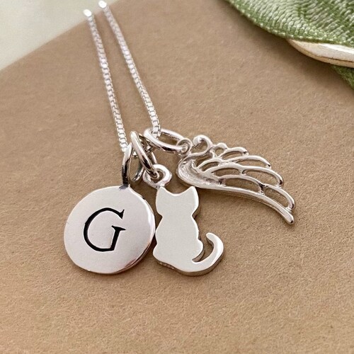 Cat Memorial Necklace TINY Sterling Silver Personalized Gift Etsy