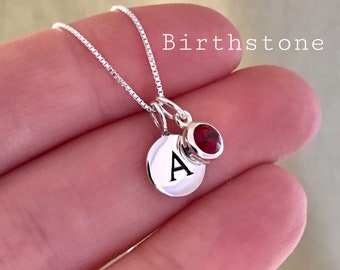 Tiny Personalized Birthstone Necklace Gift for Girls - January Birthstone Garnet Birthday Gift for Daughter Niece Adult Teen Young Girl