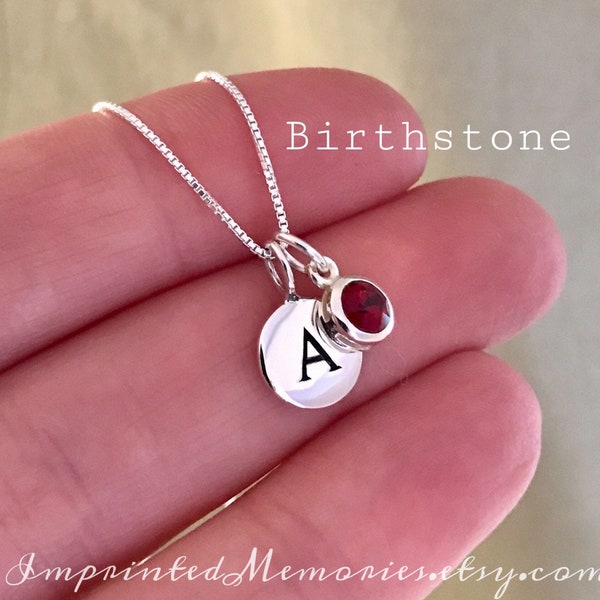 Tiny Personalized Birthstone Necklace Gift for Girls - January Birthstone Garnet Birthday Gift for Daughter Niece Adult Teen Young Girl