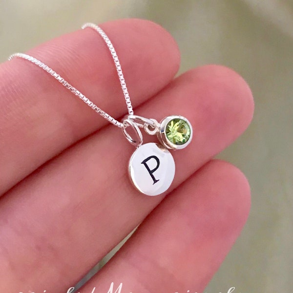 Sweet Personalized Birthstone Necklace - Graduation Gift for Girls - Any Age - Sterling Silver Swarovski Crystal