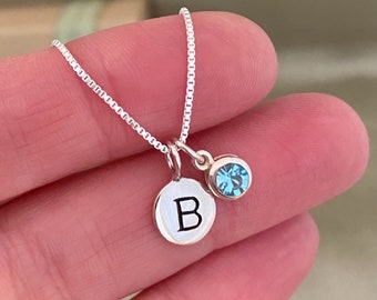 TINY Mother's Necklace - Sterling Silver Personalized Necklace Gift for Mom - For Wife from Baby Birthstone for New Mom - Durable Chain