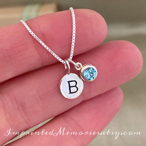 TINY Mother's Necklace - Sterling Silver Personalized Necklace Gift for Mom - For Wife from Baby Birthstone for New Mom - Durable Chain