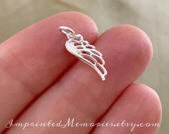 12 Angel Wing Charms Antique Silver Tone Open Design SC6140