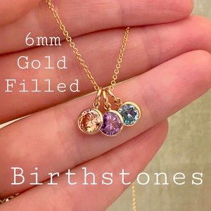 Gorgeous 6mm 14kt Gold Filled Birthstone Necklace Personalized Gift for Mom Gift for Wife from Kids Children's Birthstones New Baby image 1