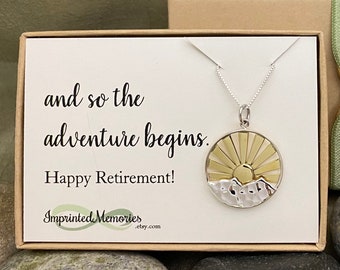 Retirement Gift for Women - Sun MOUNTAIN Necklace Retirement Gift for Her Retirement Necklace Traveler Teacher Nurse Adventure Jewelry