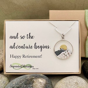 Retirement Gift for Women - Retirement Gift for Her Retirement Necklace Traveler Mountain Necklace Nature Teacher Nurse Adventure Begins