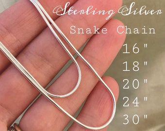 925 Sterling Silver Snake Chain - Super Durable - Pick 16" 18" 20" 24" or 30" - Everyday Necklace Thick Silver Chain 1.2mm - Guaranteed