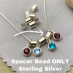 Spacer Bead ONLY - Sterling Silver - Add a space between charms, initials, birthstones - 4mm