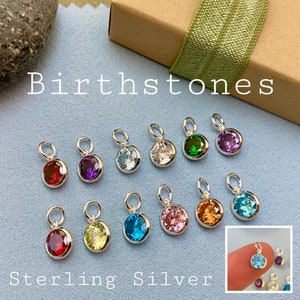6mm Sterling Silver Highest Quality Birthstone Charm -  AAA CZ 0.925 Silver - Closed Jumpring for Necklace Gift for Girl Women Mom