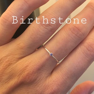 TINY Stacking Birthstone Ring - 2mm Gold Filled, Rose Gold Filled or Sterling Silver - New Mom Kids Birthstones - Push Present - Birthday