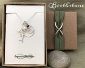 Mermaid Necklace - Sapphire Beach Necklace Wave - September Birthday Gift For Ocean Lover - Surfer Girl - Beach Jewelry - Freshwater Pearl
