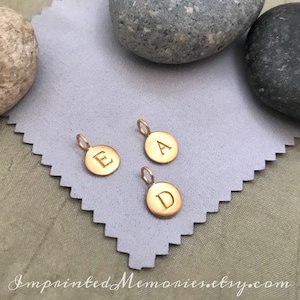 TINY 24kt Gold Vermeil MATTE finish - letter charm Only - 8mm Gold Initial Charm DIY Necklace for Girls Women