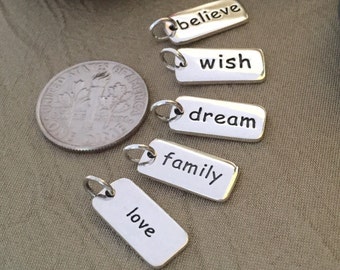 Family Sterling Silver Charm - Word Charm ONLY - DISCONTINUED - Family Charm - Create your own necklace