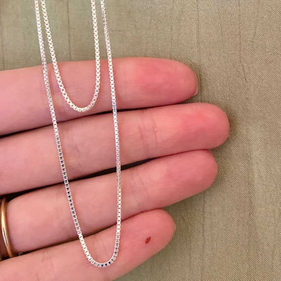 Solid Oval Box Chain Necklace Sterling Silver 24