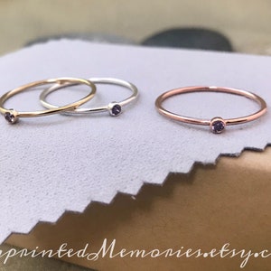 TINY Silver or Gold or Rose Gold Stackable Birthstone Ring 2mm Gold Filled or Sterling Silver Baby Miscarriage Gift for New Mom Kids image 8