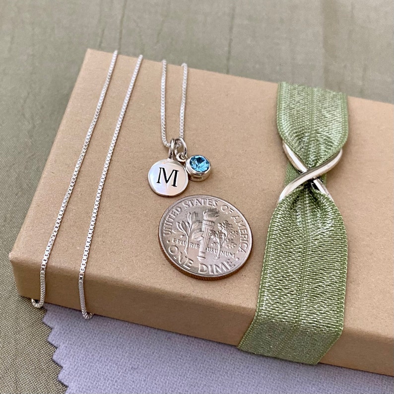 TINY Mother's Necklace Sterling Silver Personalized Necklace Gift for Mom For Wife from Baby Birthstone for New Mom Durable Chain image 4