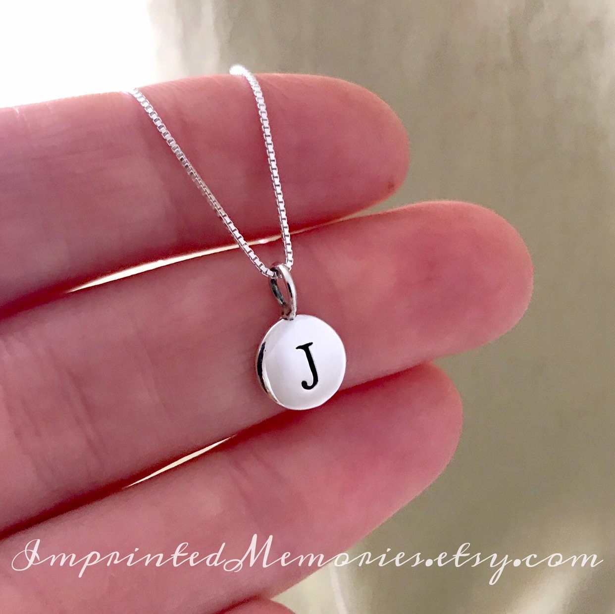 TINY Sterling Silver Letter Charm 