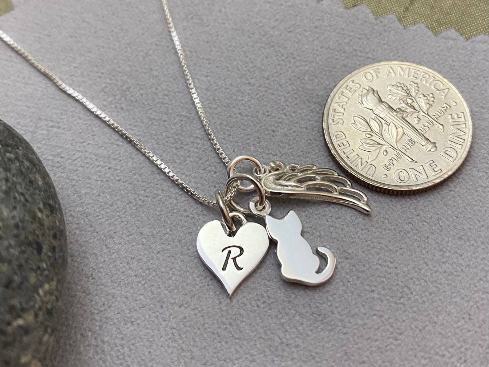 Cat Memorial Necklace TINY Sterling Silver Personalized Gift Etsy