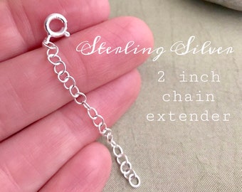 2 Inch Extender Chain - Adjustable Length - Two inches sterling silver chain extender - Add a Necklace Extender - 0.925 Sterling Silver