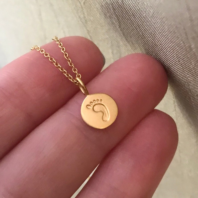 TINY Matte Gold Baby Foot Charm Necklace Miscarriage Etsy