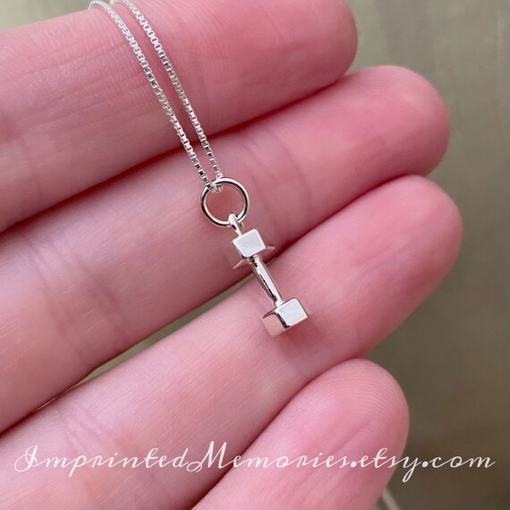 Dumbbell Necklace TEENY TINY Sterling 