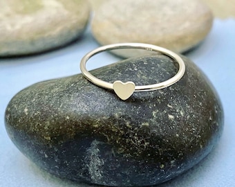 Sterling Silver TINY Heart Ring - Stackable Ring - Memorial Ring - New Baby - Miscarriage - Gift for New Mom - Mix and Match with Birthstone