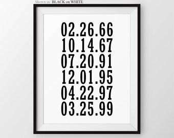What a Difference A Day Makes Important Dates Sign Family Dates to Remember Special Dates Print Birthdays Grandchildren Birthdates Keepsake