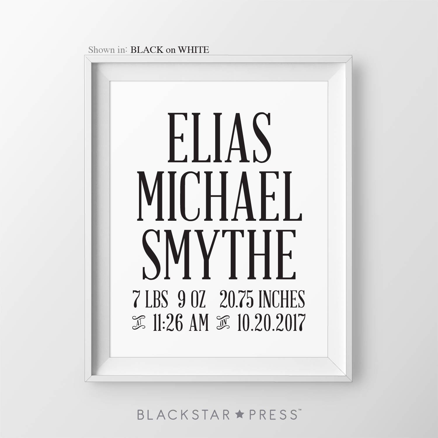 Personalized Baby Boy Shower Gift Baby Birth Stats Baby Etsy