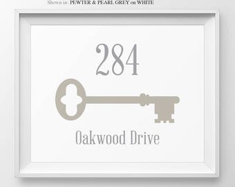 Foyer Decor Personalized Address Number Sign Housewarming Gift House Number Skeleton Key New Apartment Address Sign Welcome Sign Entryway