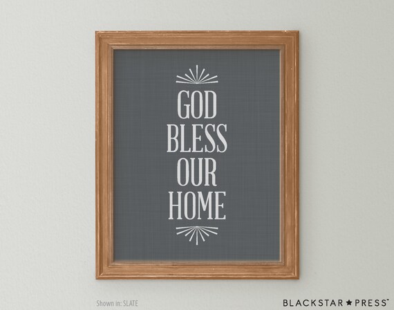 God Bless Our Home Quote Grey And White Wall Decor God Bless Etsy