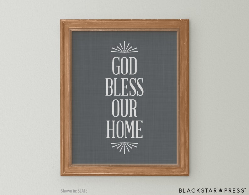 God Bless Our Home Quote Grey and White Wall Decor God Bless Etsy