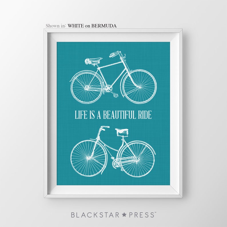 Life Is A Beautiful Ride Quote Bicycle Art Print His And Etsy