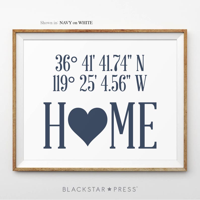 Latitude Wall Art Coordinates Print Housewarming Gift New Home Etsy