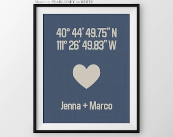 Housewarming Gift For Couple, Anniversary print, Custom Latitude Longitude Print, Couples Gift, Custom Housewarming Decor, Modern Wall Decor