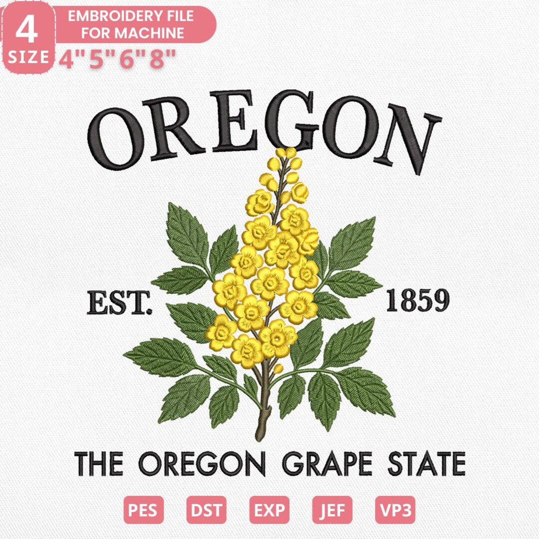 Oregon Embroidery Design, Oregon Flower Grape Blossom Machine ...