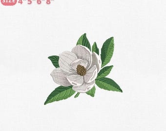 The Magnolia Flower Embroidery Design, Mississippi Flower State Machine Embroidery File, The Magnolia Floral, Instant Download Pes Dst