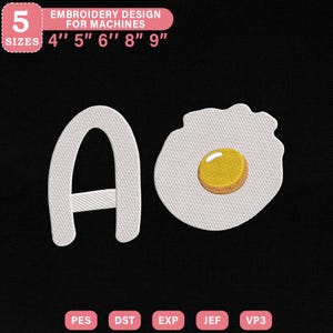 Um desenho de bordado Huevo, ovo engraçado Sunny Side com um arquivo de máquina de monograma para bordado à máquina, download instantâneo, arquivo PES DST