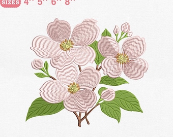 The  Dogwood Embroidery Design, North Carolina  Flower State Machine Embroidery File, The  Dogwood Floral, Instant Download Pes Dst