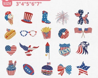USA Mini Icon Embroidery Bundle | 250 Years of Freedom 4th of July Machine Embroidery Pes Dst Jef Vp3 | Instant Download