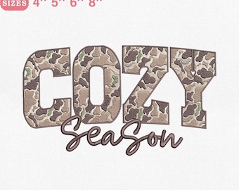 Diseño de bordado de camuflaje para una temporada acogedora (descarga digital)
