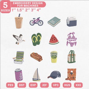 Day On The Water Mini Embroidery Designs Bundle (Instant Download)